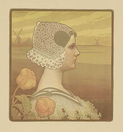 荷兰女王威廉敏娜肖像`Portrait of Wilhelmina, Queen of the Netherlands (1901) by Paul Berthon