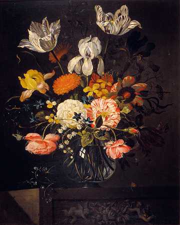 雅各布·马里尔的《带花静物》`Still~Life with Flowers (1650) by Jacob Marrel
