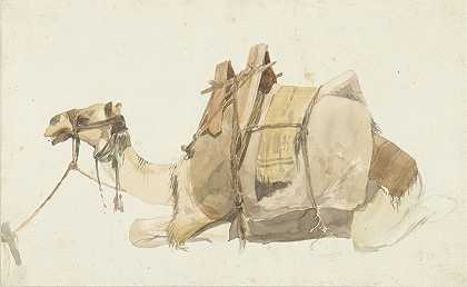 乔治·安托万·普罗斯珀·马里哈特`Zittende beladen kameel, George Antoine Prosper Marilhat (1821 ~ 1847) by Prosper Marilhat