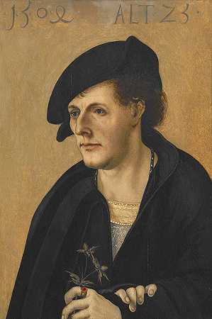 年轻人汉斯的肖像`Portrait of a Young Man Hans (1504) by Hans Leonhard Schäufelein