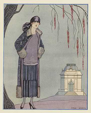 露台长袍-外套，德沃斯`Le Belvédère ; Robe~Manteau, de Worth (1924) by George Barbier