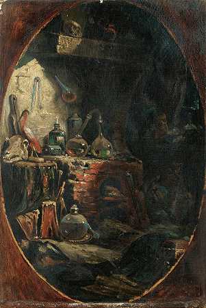 在《炼金术士》中尤金·伊莎贝工作室`In The Alchemist Studio by Eugène Isabey