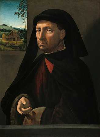 绅士的肖像`Portrait of a Gentleman (c. 1505) by Ridolfo Ghirlandaio