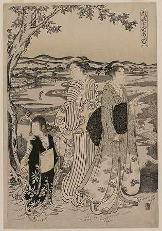 《鹦鹉大梦》（选自女诗人小野·科马奇生活中的七集优雅片段）`Omu the Parrot (from the series Seven Elegant Episodes from the Life of the Poetess Ono no Komachi) (c. 1790) by Chōbunsai Eishi
