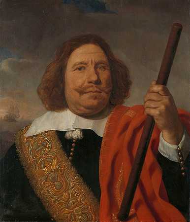 Egbert Meeuwsz Cortenaer（1605-1605），鹿特丹Maas海军中将`Egbert Meeuwsz Cortenaer (1605~65), Vice Admiral, Admiralty of the Maas, Rotterdam (c. 1660) by Bartholomeus van der Helst
