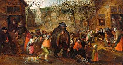 盲人赫斯迪·古迪演奏家`Blind Hurdy~Gurdy Player (c. 1606 ~ c. 1610) by David Vinckboons