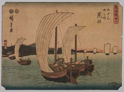 帆船`Sail Boats (1839~1864) by Utagawa Hiroshige II