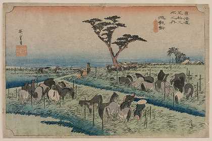 东海道的53个车站：Chiryu`The Fifty~Three Stations of the Tokaido: Chiryu (1833~1834) by Andō Hiroshige