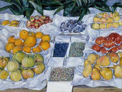 Gustave Caillebotte摊位上展示的水果`Fruit Displayed on a Stand (circa 1881) by Gustave Caillebotte