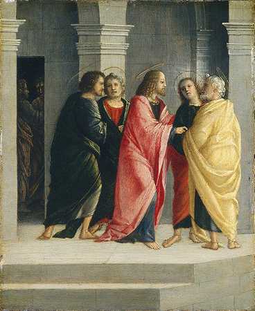 基督指示彼得和约翰为逾越节做准备`Christ Instructing Peter and John to Prepare for the Passover (1504) by Vincenzo Civerchio