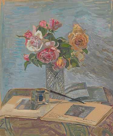 Zygmunt Waliszewski的玫瑰花束`Bouquet of roses (1931) by Zygmunt Waliszewski