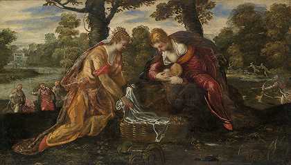 摩西的发现`The Finding of Moses (1560s) by Jacopo Tintoretto