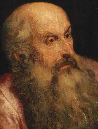 对留胡子男人的研究`A Study Of A Bearded Man by Frans Floris