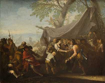 军营活动（军营婚礼）`Event at a Military Camp (Wedding at a Military Camp) (1711) by Georg Philipp Rugendas
