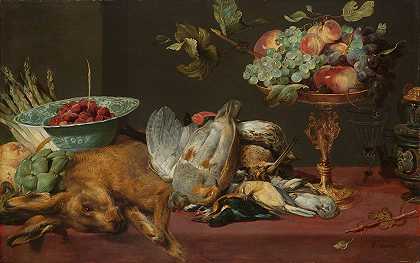 弗兰斯·斯奈德的《死野味、水果和蔬菜的静物》`Still Life with Dead Game, Fruit and Vegetables (c. 1616 ~ c. 1620) by Frans Snyders