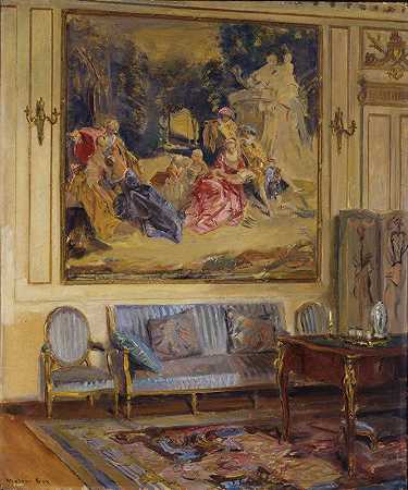 闺房，查里斯城堡沃尔特·盖伊`Boudoir, Chateau de Chaalis (1914) by Walter Gay