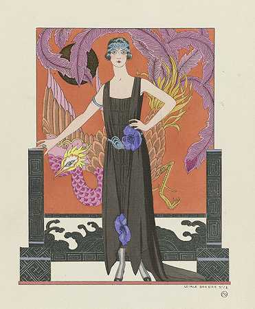 无情的美女晚礼服，德沃斯`La belle dame sans merci ; Robe du soir, de Worth (1921) by George Barbier