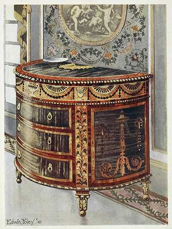 Edwin Foley的镶嵌缎木便桶`Inlaid satinwood commode (1910 ~ 1911) by Edwin Foley