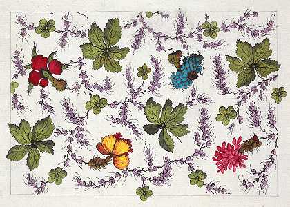 印花织物Pl X的花卉设计`Floral design for printed textile Pl X (1800–1818)