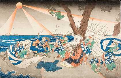 在日本佐美省鞑靼口的刑场`At the Execution Ground of Tatsunokuchi, Sagami Province (circa 1830~1835) by Utagawa Kuniyoshi