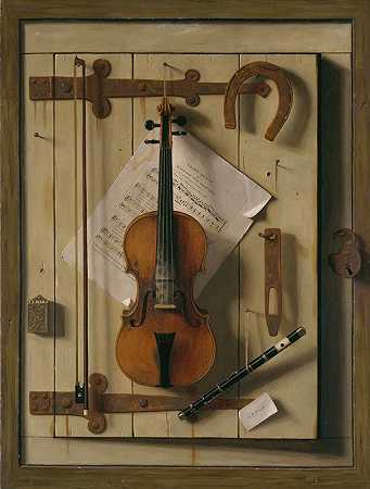 威廉·迈克尔·哈内特的《静物小提琴与音乐》`Still Life—Violin and Music (1888) by William Michael Harnett