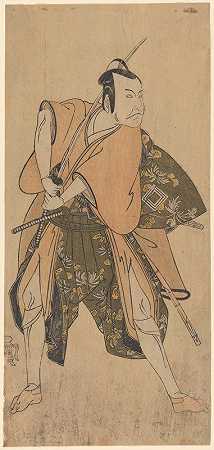 一川家族（Ichikawa Danjurô）的演员，手持剑和匕首`An Actor of the Ichikawa Family (Ichikawa Danjurô) with Sword and Dagger (18th century) by Katsukawa Shunshō