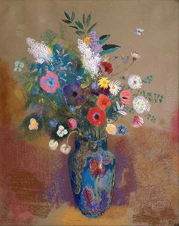 奥迪隆·雷登的花束`Bouquet of Flowers (ca. 1900–1905) by Odilon Redon