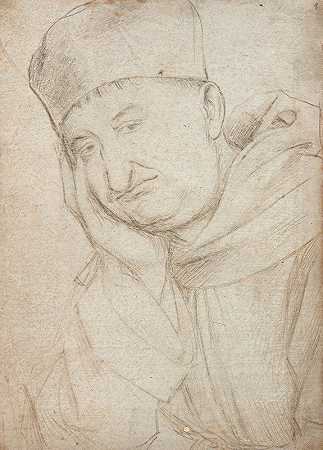 格里姆西·蒙克，头靠在右手上`Griesgrämiger Mönch, den Kopf auf die rechte Hand gestützt (1502) by Hans Holbein The Elder