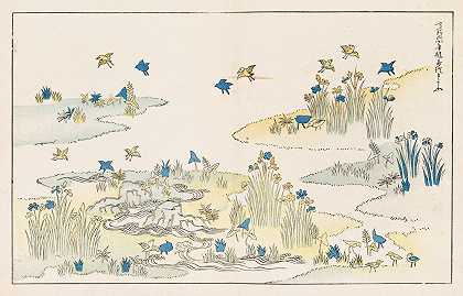 新森·莫约，no shiori，第12页`Shinsen moyō no shiori, Pl.12 (1868~1912) by Rokkaku Shisui