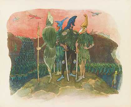 钢铁厂、骑士马刺和杰默`Eisenhüte, Rittersporn Und Germer (1922) by Ernst Kreidolf