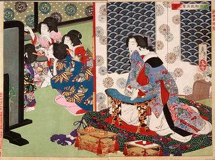 在Koshida宫举行的宴会`A Banquet at the Koshida Palace (1886) by Tsukioka Yoshitoshi