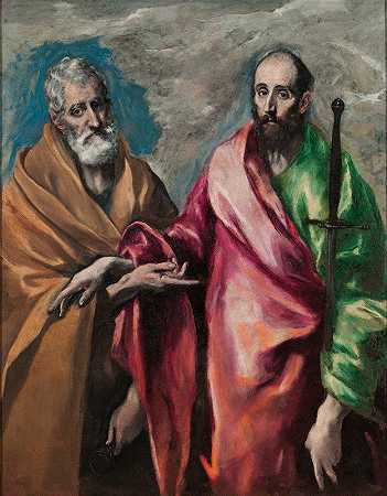 圣彼得和圣保罗`Saint Peter And Saint Paul (from 1590 until 1600) by El Greco (Domenikos Theotokopoulos)