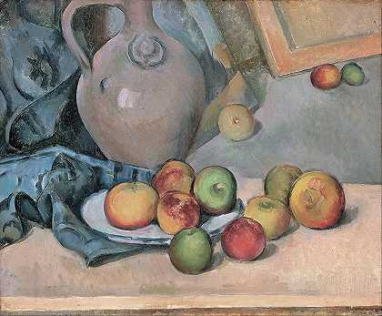 保罗·塞尚的石器水罐`Stoneware Pitcher (1893~1894) by Paul Cézanne