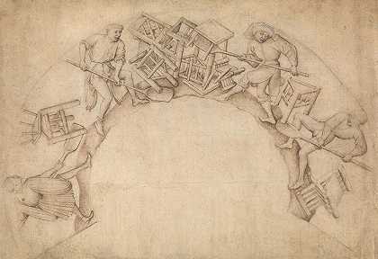 男子铲椅（铁锹）`Men Shoveling Chairs (Scupstoel) (1444–50) by Circle of Rogier van der Weyden