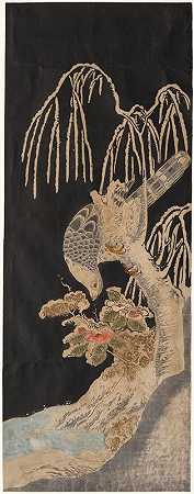 柳树上的猎鹰`Falcon on a Willow (c. 1780) by Isoda Koryūsai