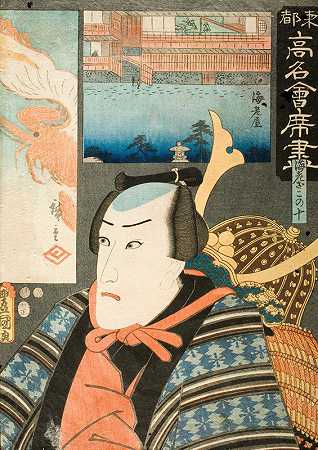 艾比亚餐厅一川丹杰八世饰演无杰子`Ebiya Restaurant; Ichikawa Danjūrō VIII in the role of Ebizako no Jū (1853) by Utagawa Kunisada (Toyokuni III)