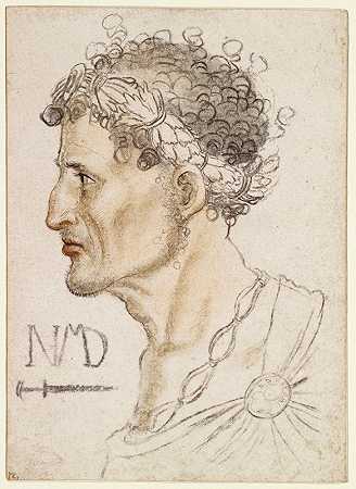 男性侧面半身像`Männliche Profilbüste (1515) by Niklaus Manuel
