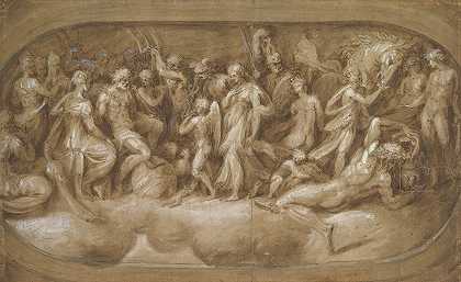 丘比特向诸神介绍普赛克`Cupid Presenting Psyche to the Gods (ca. 1540–45) by Andrea Schiavone