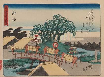 东海道五宿三杉，Pl.36`Tokaido gojusantsugi, Pl.36 (1868~1912) by Andō Hiroshige