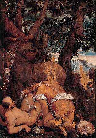 好心人`The good Samaritan (1550) by Jacopo Bassano