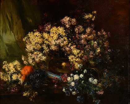 安托万·沃伦的菊花`Chrysanthèmes (before 1886) by Antoine Vollon