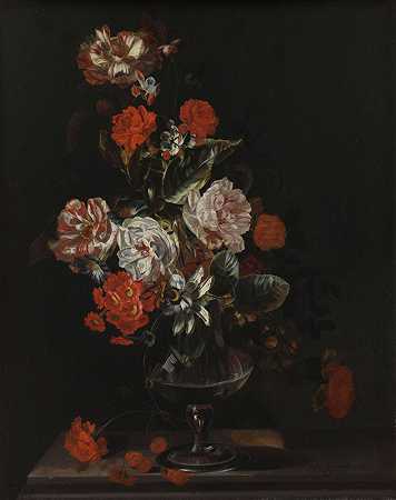 雅各布·坎波·韦尔曼的《花卉静物》`Still Life with Flowers (1700 ~ 1720) by Jacob Campo Weyerman
