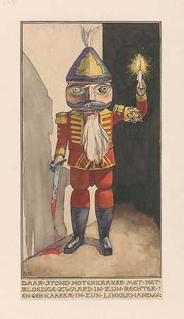 胡桃夹子拿着蜡烛和血淋淋的剑`Notenkraker met een kaars en bloederig zwaard (1898) by Willem Wenckebach