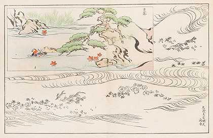 新森·莫约，no shiori，第15页`Shinsen moyō no shiori, Pl.15 (1868~1912) by Rokkaku Shisui