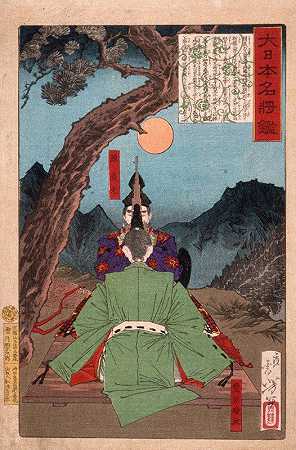 南本吉米松指导丰原Tokiaki学习音乐`Minamoto Yoshimitsu Instructing Toyohara Tokiaki in Music (1879) by Tsukioka Yoshitoshi