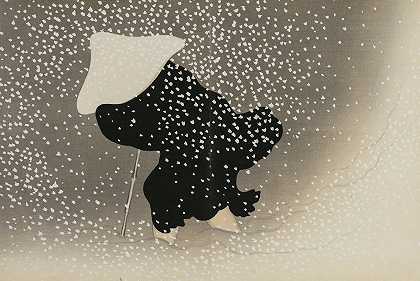 漩涡雪（Tomoe no yuki）`Swirling Snow (Tomoe no yuki) (1909~1910) by Kamisaka Sekka