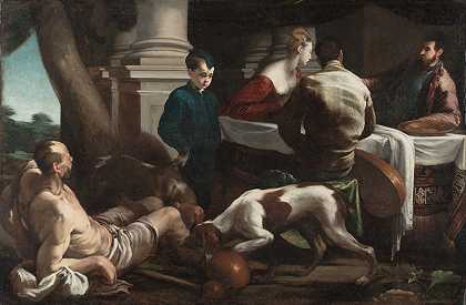 拉撒路和富人`Lazarus and the Rich Man (c. 1550) by Jacopo Bassano