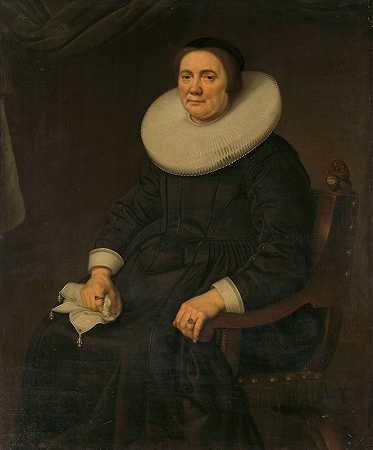 女人的肖像`Portrait of a woman (1651) by Hercules Sanders