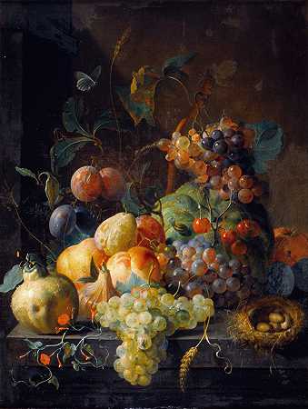 科恩雷特·罗佩尔的《水果静物》`Still Life with fruit (1720) by Coenraet Roepel