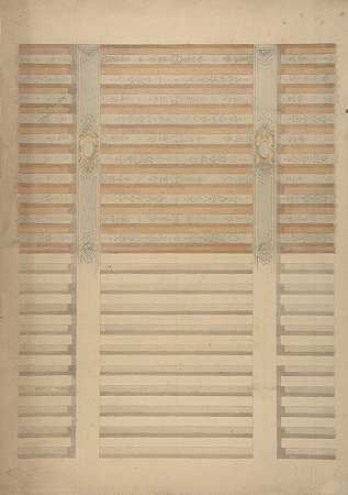 法国文艺复兴风格的梁式天花板设计`Design for a beamed ceiling in French Renaissance style (1830–97) by Jules-Edmond-Charles Lachaise